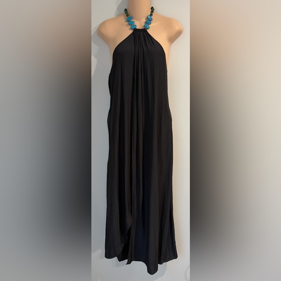 Ramy Brook Dresses & Skirts - RAMY BROOK High Low Cascading Center Drap Stone Halter Dress Resort size S